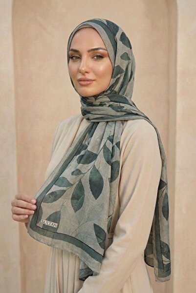 Sultan Eşarp Sultan Patterned Bamboo Shawl - Leaf Model - Dk07-07