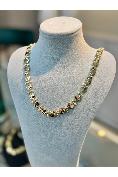 LEVİVA Altın Renk Pullu Zincir Kolye – Işıltılı Modern Tasarım