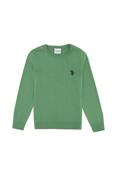 U.S. Polo Assn. Pulover tricotat Mint guler rotund pentru băieți