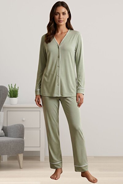 ByLohusa Pamuk komad tkanine Na dugmad sprijeda udoban kroj set pidžama za tr...