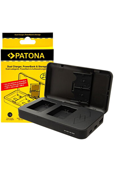Patona Incarcator Dual NP-FW50 cu functie Power Bank si spatiu pentru 2x card...
