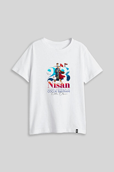 AYDESİGN 23 aprilie Ziua Copilului cu imprimeu guler rotund Tricou alb pentru...