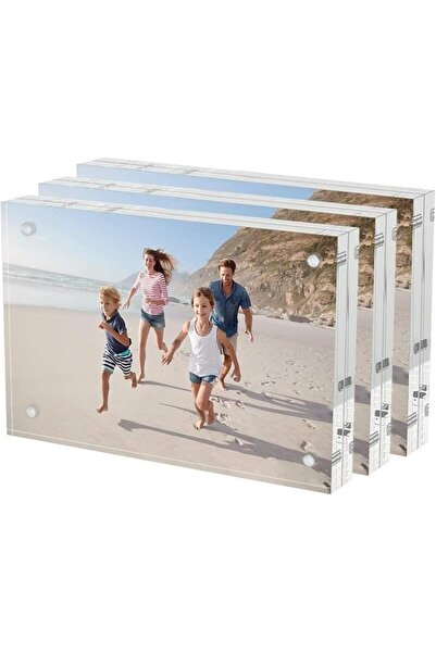 Arabest 3-Pack Clear Display Frames, Magnetic Double-Sided Stand for Desktop,...