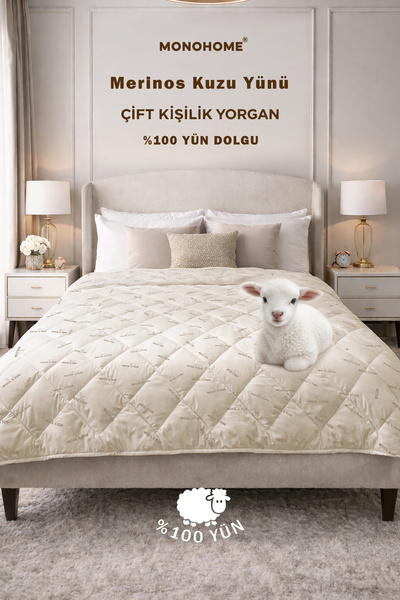 MonoHome Lână de miel merinos 100% pură, fără miros, pentru o persoană dublă ...