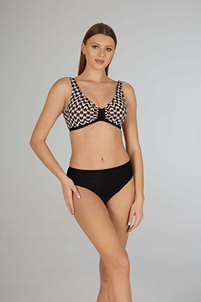 Estiva Women's Wave Patterned Black Shaping / Sculpting Printed Oversize Biki...