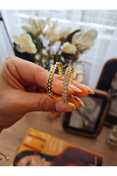 XUPING JEWELRY Çelik Gold Taşlı Halka Küpe