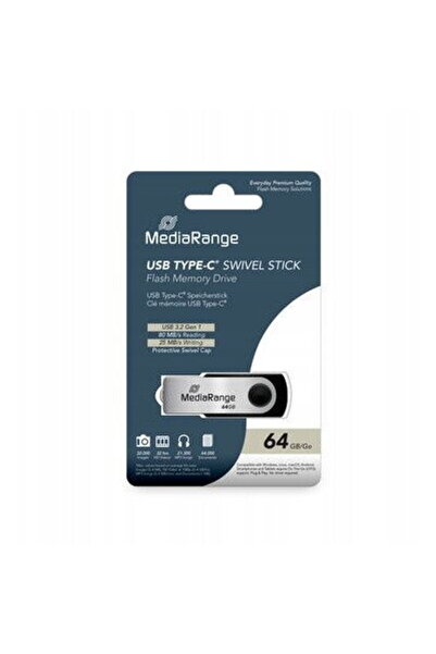 MediaRange MR1953, 64 GB, USB 3.2, Black/Silver