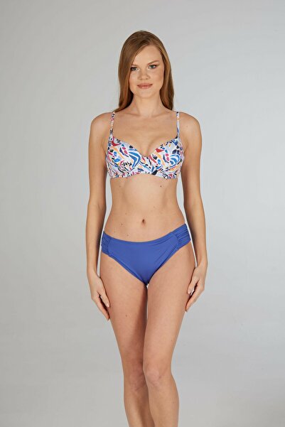 Estiva Women's Color Patterned Blue Printed Padded Covered Bikini Set