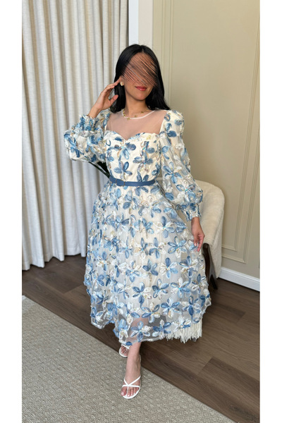 Warazan فستان مشجر ميدي مع لمعة للعيد