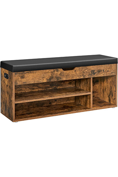 VASAGLE Shoe rack with padded bench, 3 compartments, load 150 kg, 30x100x44 c...