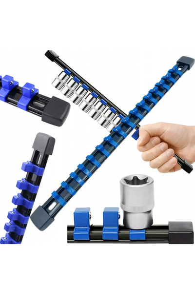 zola Rail organizer 16 socket wrenches 1/4 inch 35x2.7 cm black/blue