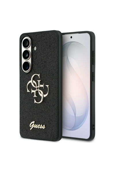 Guess Case for Samsung Galaxy S26, Fixed Glitter Big 4G Metal Logo, Black