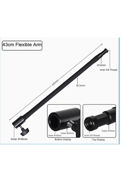 Generic Brat flexibil pentru accesorii foto-video cu filet 3/8” (43cm)