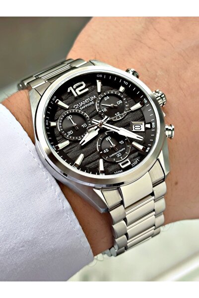 Quantum Functional Silver-Black Color Sapphire Glass Steel Band Steel Case Me...