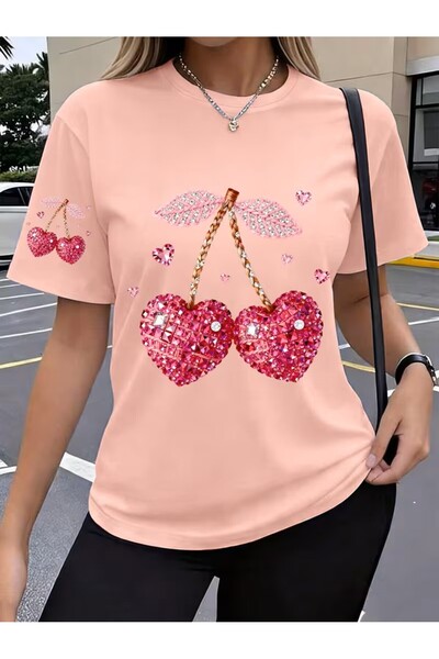 yombaa تي شيرت دايموند فروت تشيري مطبوع