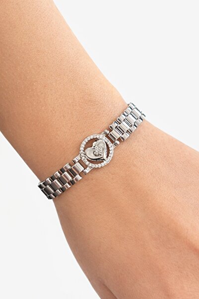 TAKIŞTIR Silver Color Heart Detailed Xuping Vip Bracelet