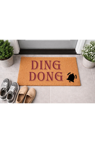 Borambalaj Natural Koko Doormat, 40X60 cm Bristle Door Mat with Ding Dong Pat...