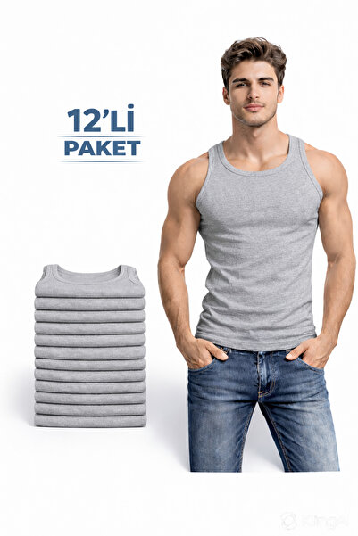 DeeAn Γκρι 12'li Πακέτο με Βαμβάκι Ανδρικά Αθλητικά Εσώρουχα