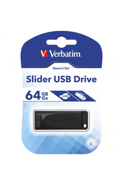 Verbatim Slider, 64 GB, USB 2.0, negru