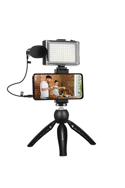 Other Kit de transmisie live Puluz, suport trepied + lampă LED + microfon + c...