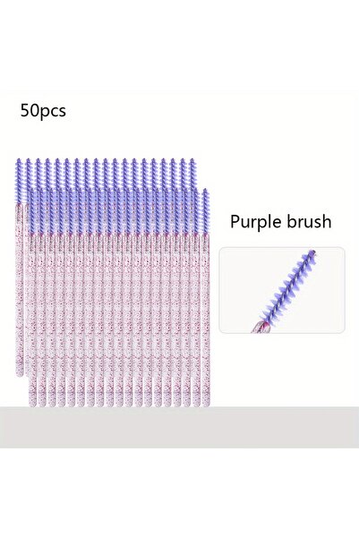 Choice9 Purple Brush 50pcs Disposable Eyelash Brushes - Convenient Travel-Siz...