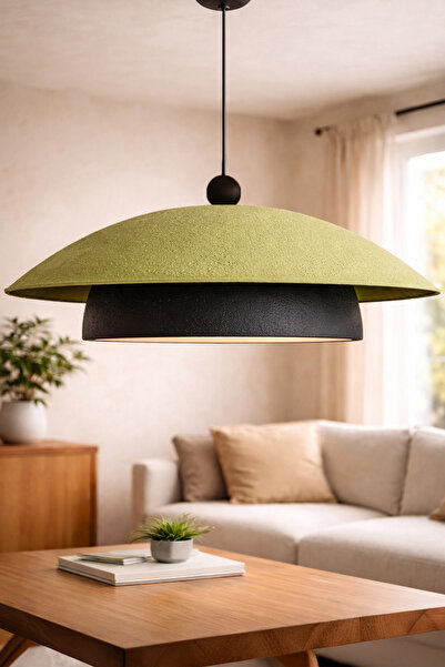 Hmydesign Handmade Wabi Sabi Karbon Beton Avize- Pistachio