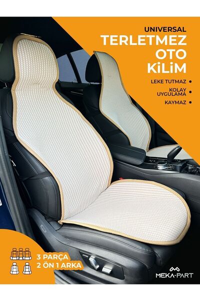 MEKA-PART Anti-Sweat Seat Protector Cover Beige 3-Piece Universal 2 Pieces Fr...