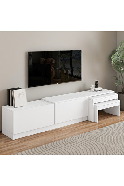 İNARCH DİZAYN Nest TV Sehpası – Modern Tasarım,2 Kapaklı Depolama ve İkili Zi...