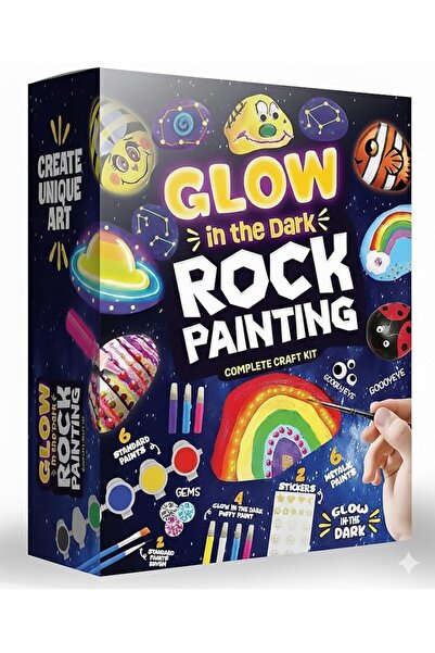 Maanys مجموعة أدوات الرسم على الصخور للأطفال - مجموعة فنية مضيئة في الظلام مع...
