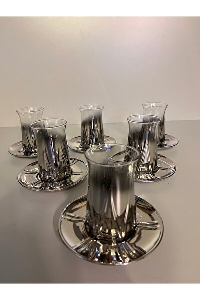 PAŞABAHÇE CAM Gümüş/Füme Cam Çay Seti