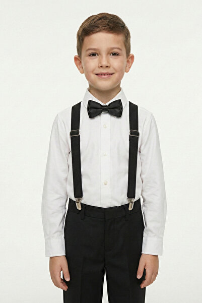 nacar çarşı Cămașă albă cu mânecă lungă pentru băieți, set cu papion cu brete...