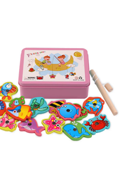 MTL Montessori wooden magnetic fishing game for developing hand-eye coordinat...