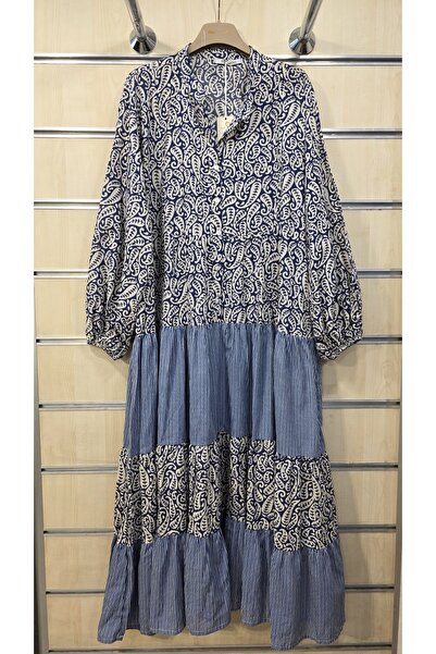 Park Moda Дълга памучна рокля с бродерия