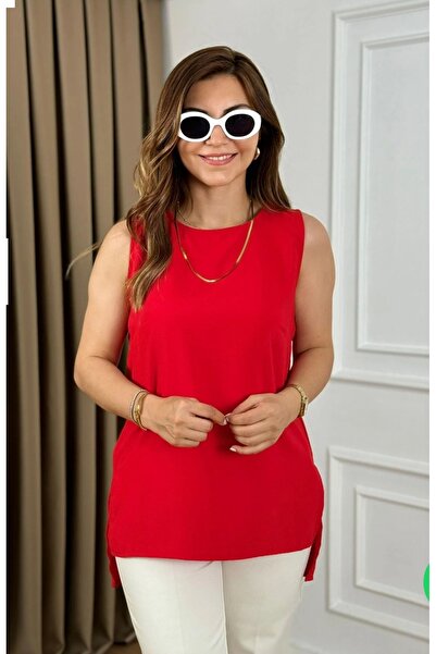 DISHI FASHİON Sleeveless Satin Blouse