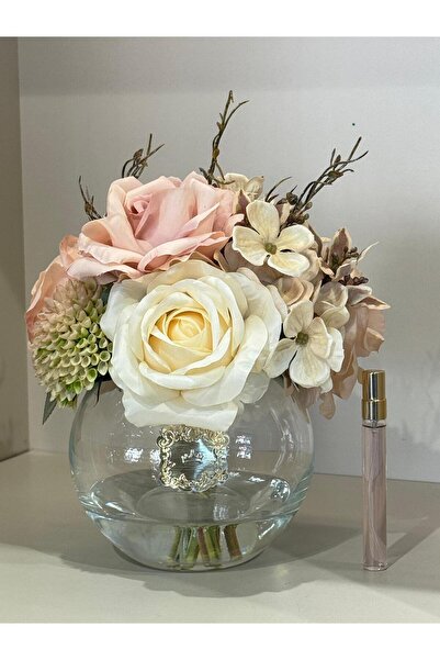 TASARIMHMODA Yapay Çiçekli Fanus Vazo ( Oda Kokusu) No:5