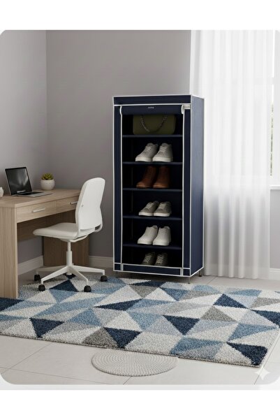 Missidea 7 Raflı Bez Dolap Metal Profilli Portatif Ayakkabılık