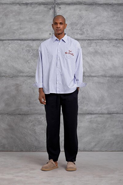 NOMARC Μπλουζάκι με μπλε ρίγα στην πλάτη oversized