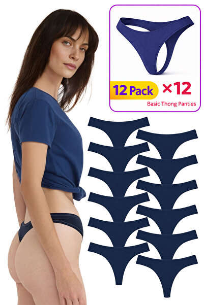 Yohannes Club Women'S, Cotton Pack Basic Thong String Panties, Navy Blue, Sui...