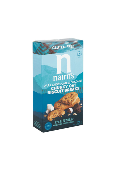 Nairn بسكويت الشوكولاتة الداكنة والجوز الهند الخالي من الغلوتين 160 جرام