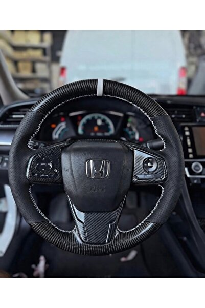 detaydireksiyon Direksiyon Kılıfı Honda Civic 2016-2021 Fc5 Parlak Karbon Mon...