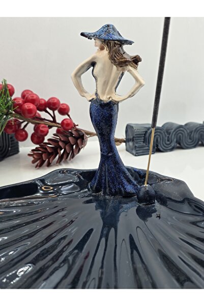 atolye okyanus El Yapımı Lacivert Işıltılı Kadın Figürlü Tütsülük – Dekoratif...