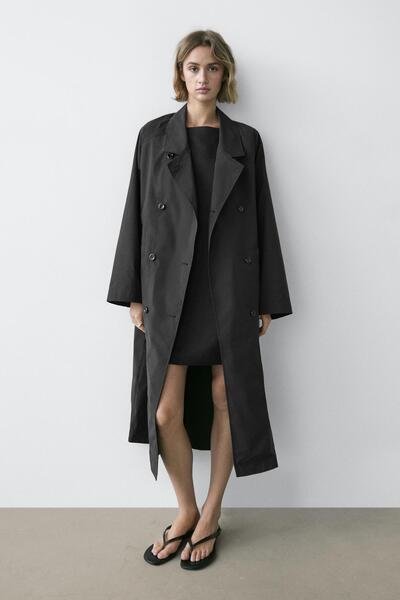 Massimo Dutti Kruvaze teknik trençkot