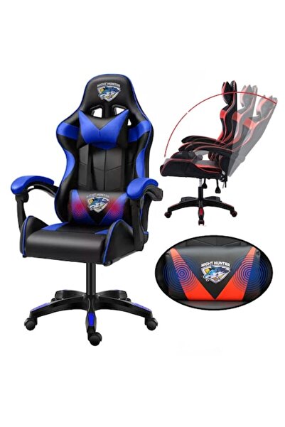 CERLO Scaun de gaming cu funcție de masaj, negru/albastru