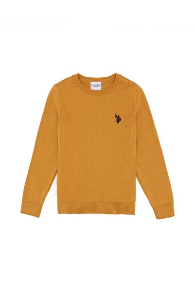 U.S. Polo Assn. Pulover tricotat Safran guler rotund pentru băieți