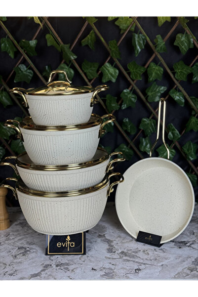 Evita My Golden Family Serisi Bio Granit 9 Parça İstiridye Tencere Seti