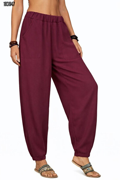 Modayakamoz Women's High Waist Pocket Detail Relaxed Cut Pants