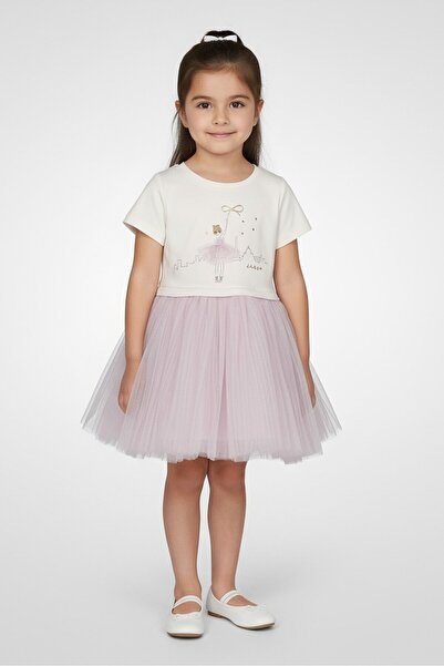 Lili Gaufrette Toddlers Girl Graphic Print Dress, Multicolor