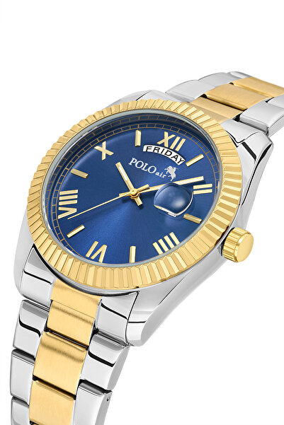 Polo Air Moon Day Display Calendar Men's Wristwatch Gold Silver Navy Blue Col...