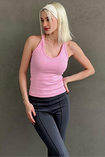 Madmext Pink Basic Bodycon Sleeveless Women's Tank Top Mg2639