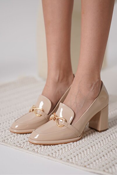 Mulini حذاء نسائي عالي الكعب من الجلد المطلي باللون العاري TR18MS10B